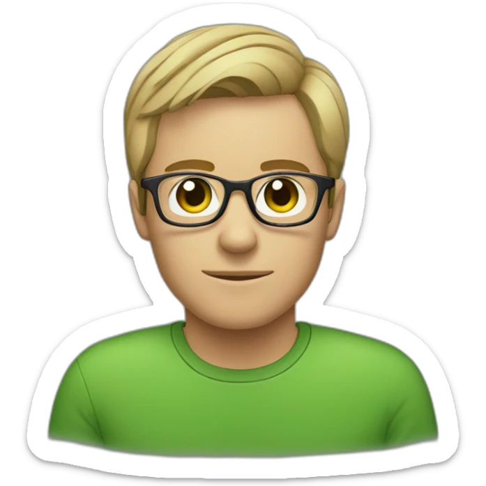 short-haired dark-blonde man with glasses and a green cheeked conure on his shoulder sticker