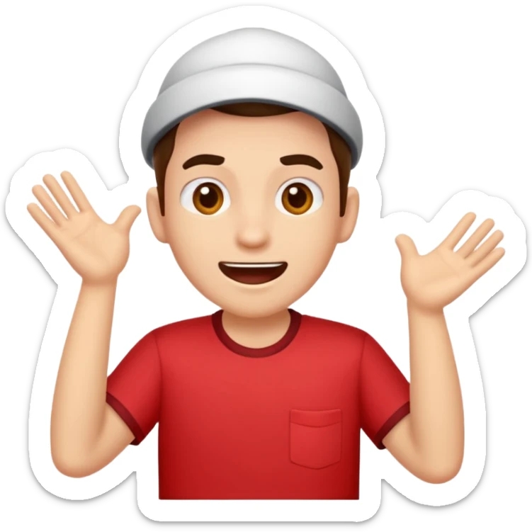 Tourist Character in Red Shirt with A slight expression of excitement and urgency sticker