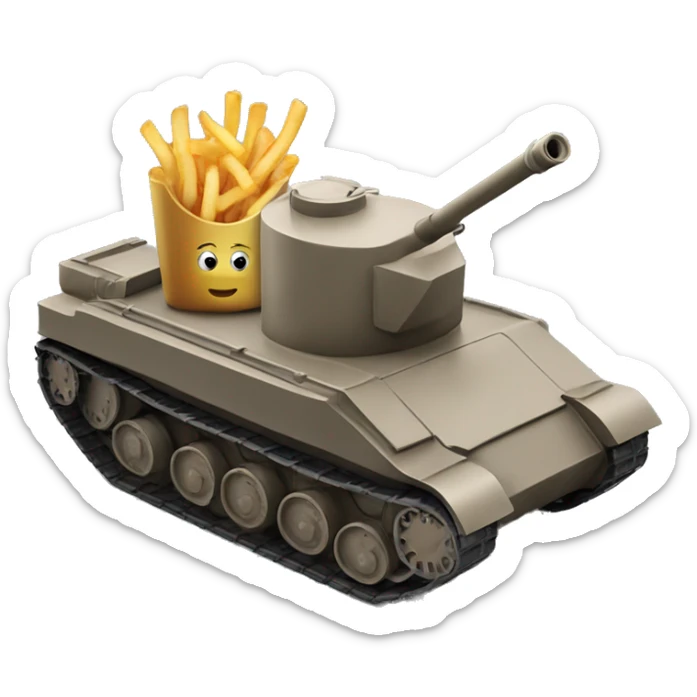 A tank going to the right with french fries going out of its barrel sticker