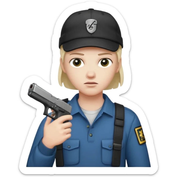 Emoji de iPhone Fantasma con glock 19 en la mano izquierda y con gorra sticker