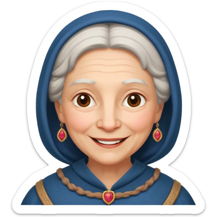 The kind and amiable grandmother in medieval fairy tales sticker