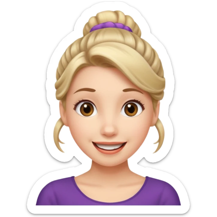 Excited girl with fair up-do can’t wait for something to happen sticker