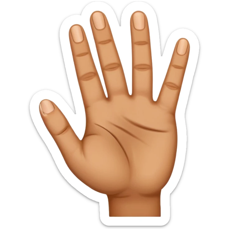 Really can't you follow instructions, I said Hand with 3 straight fingers and one bent towards the palm (the 3rd finger) should be 4 fingers and a thumb with the 3rd finger obviously cured intowards the palm sticker