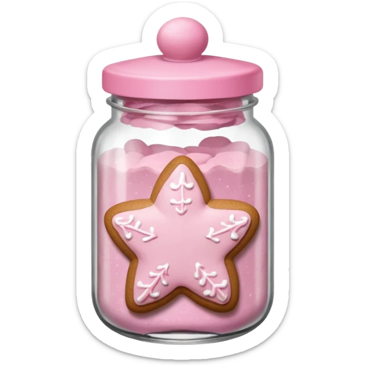 pastel pink christmas gingerbread cookies in jar with pink lid and a star sticker