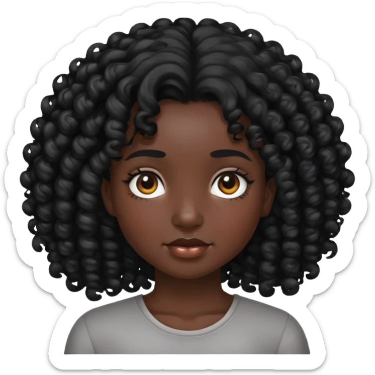 girl with curly black hair and black skin sticker