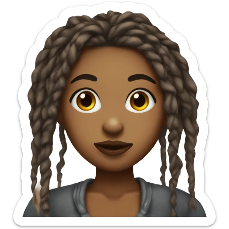 Brown skin woman with dreads a neck tat and a nose piercing making a kissy face  sticker