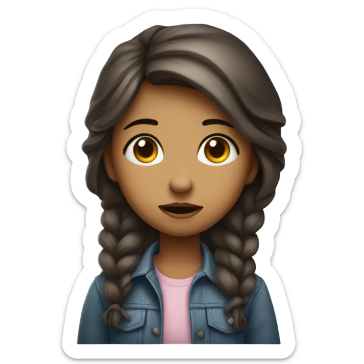 Girl with a pouty lip, wide puppy eyes, and slightly tilted head, expressing a playful yet genuine ‘please’ or begging expression.” sticker