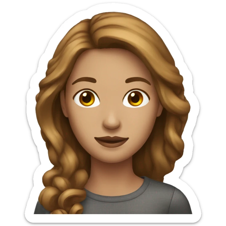 classic woman emoji with light medium skin and brown hair sticker
