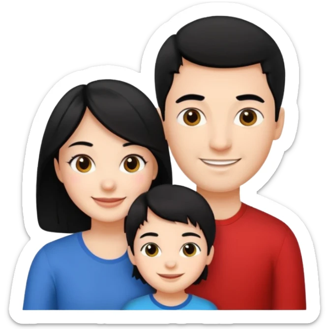 Couple of married man and woman with one kid teenager with black hair sticker