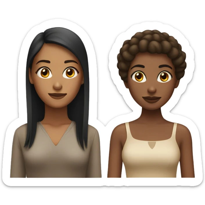 Brunette black woman and Brunette tan woman couple sticker