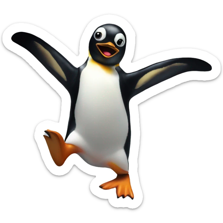 Penguin hopping in paint sticker