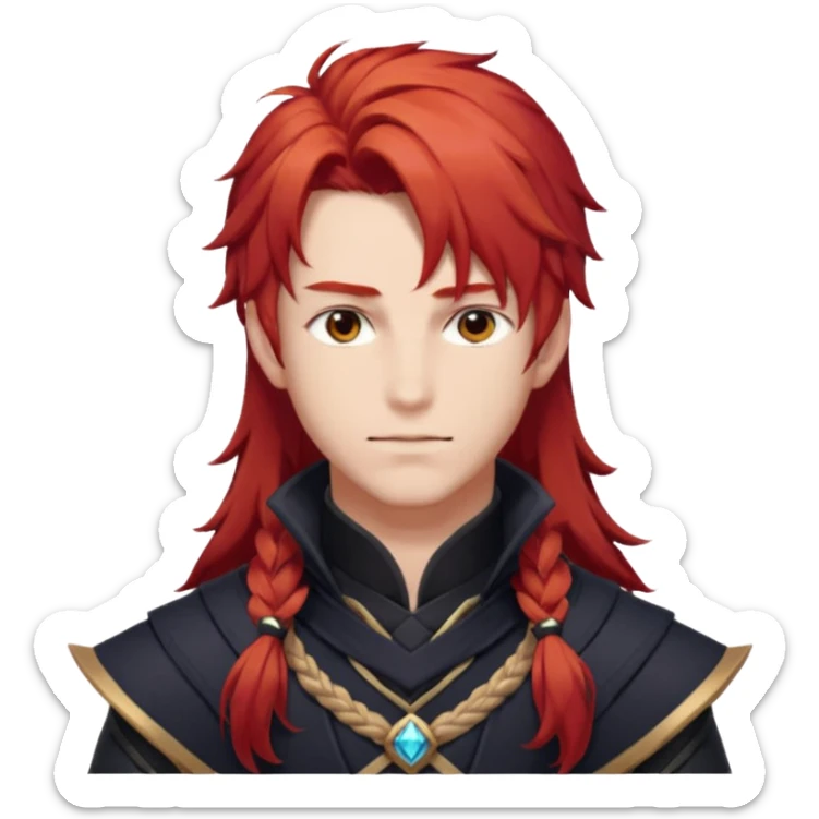 Diluc from Genshin Impact (tall male adult) (long hair) (half body) sticker