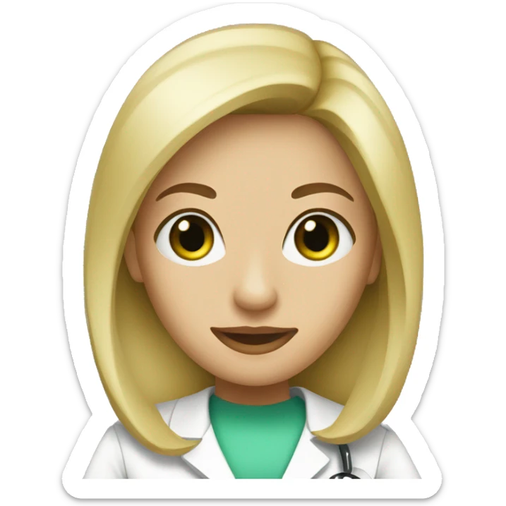 blonde woman green eyes straight hair nurse sticker