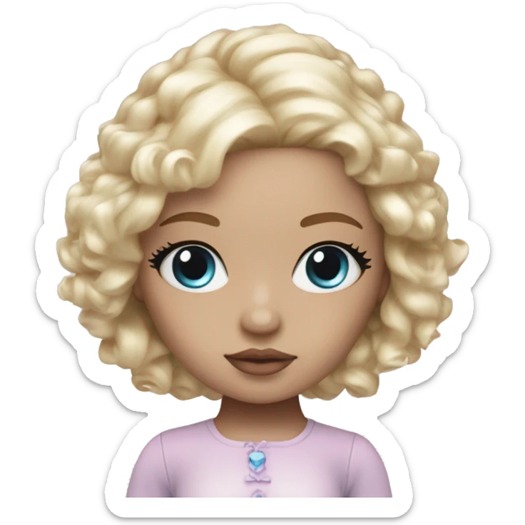ocean blue doll eyes, blonde hair, feminine, pink, girl, angelic sticker