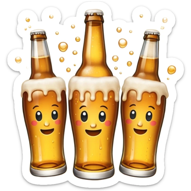the word 'amazing' spelled out using pints and bottles of beer, playful, emoji style sticker