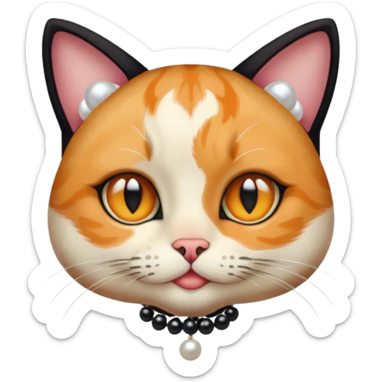 frame The Girl and the Pearls Painting, cat face sticker