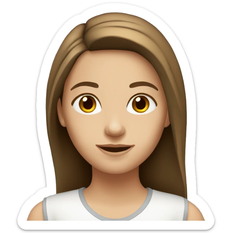 caucasian girl with medium straight brown hair, light brown eyes sticker