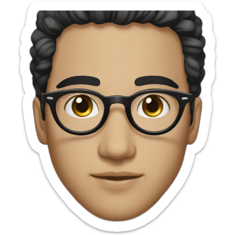 beautiful Moroccan young man with black, wet hair and white skin, wearing round glasses sticker