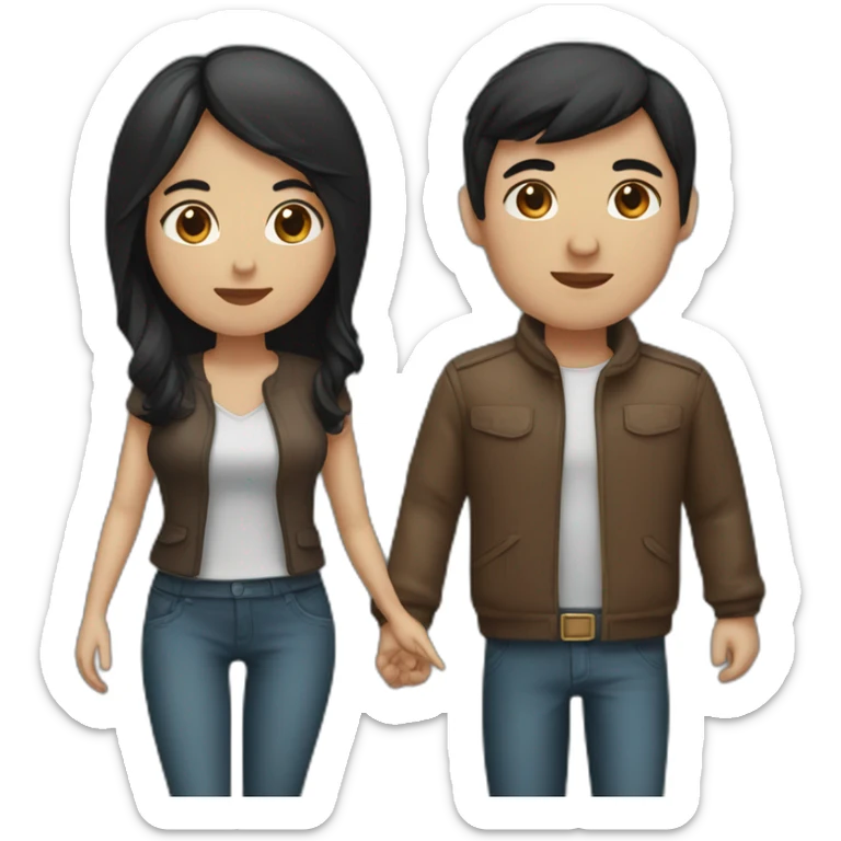 couple of woman with black hair and man with brown hair in love sticker