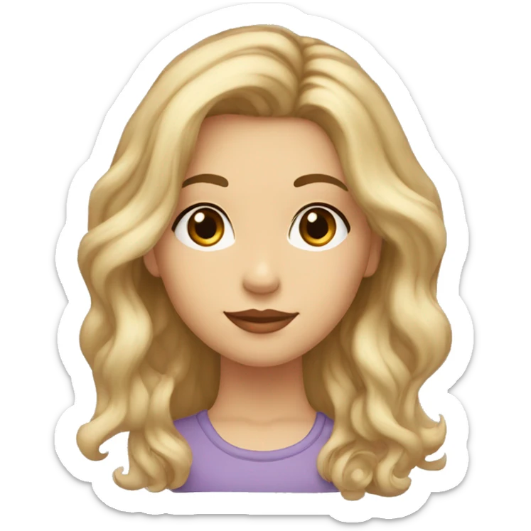 girl, caucasian, brown eyes, full lips, round face, small nose, wavy hair, balayage brown to blonde sticker