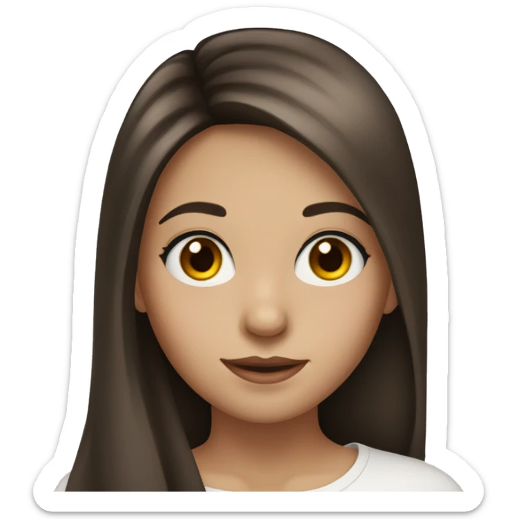A girl with long brown hair, black eyes and long eyelashes sticker