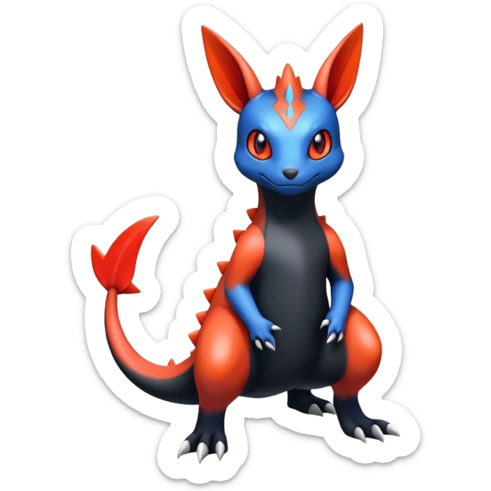 Cute Shiny Guilmon-Quilava-Salandit-Umbreon-Fakémon-hybrid-creature (full body)  sticker