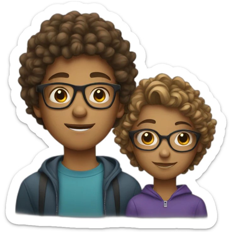 a teenager with glasses and a teenager with glasses and curly hair sticker
