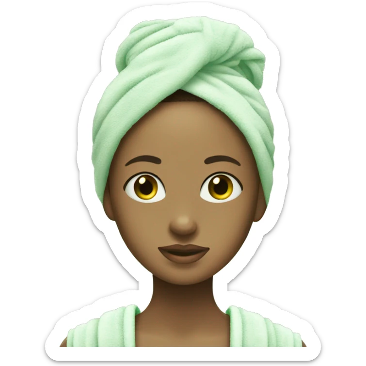 girl with cucumbers on her eyes and a towel on her hair sticker