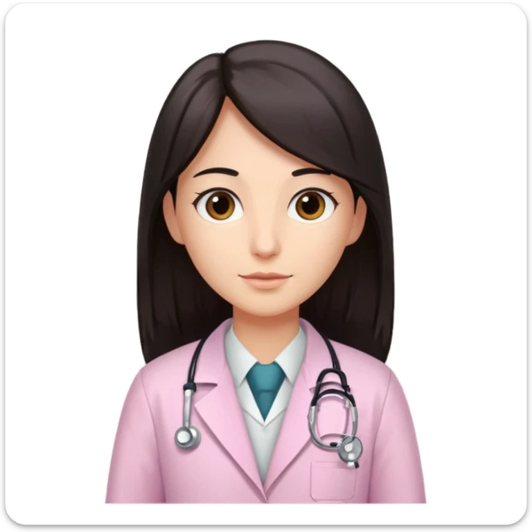 gastroenterologist with dark long straight hair and brown eyes, light pink theme, variation 2 sticker