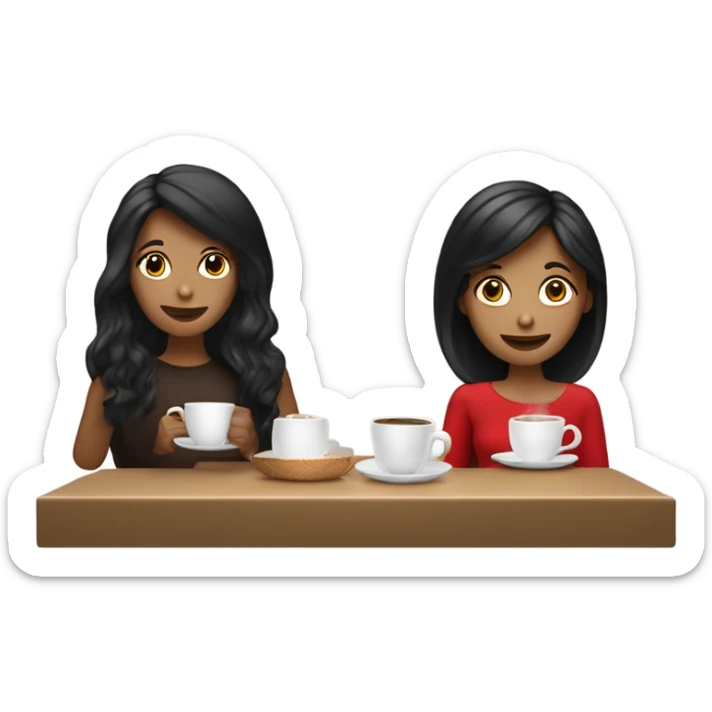 Dos amigas morenas una con el cabello café rojo y otra pelo negro  sticker