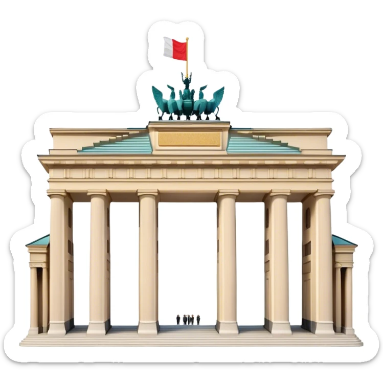Cinematic Realistic Brandenburg Gate Landmark Emoji, depicted as the iconic neoclassical monument rendered with lifelike detail and dynamic, historic lighting. sticker