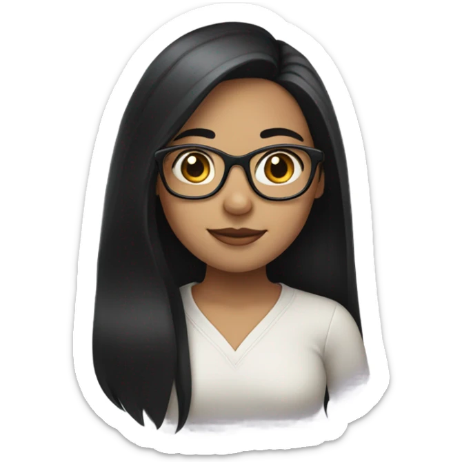 long haired girl with glasses and black hair and fair skin sticker