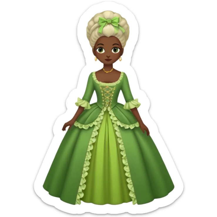 marie Antoinette fashion dark skinned woman green clothe sticker