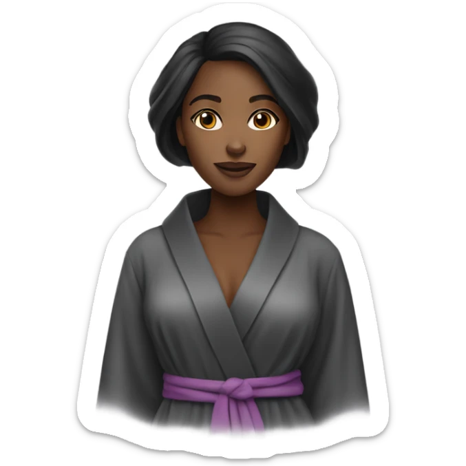 Beautiful feminine black woman with straight hair and a robe sticker