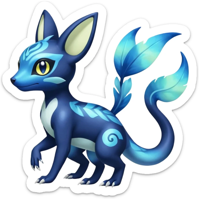 Colorful Iridescent Exotic Salandit-Meowstic-Umbreon-Fakémon-hybrid-creature (full body)  sticker