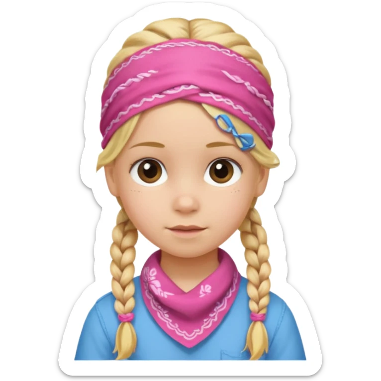 blonde girl child with braids and a pink bandana sticker