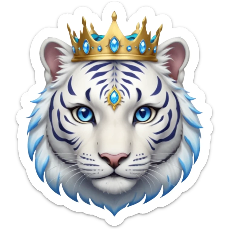 ESO Female white tiger khajiit leader of the umbral rose, blue eyes, blue 'third eye' gem, something symbolizing leadership ruling  sticker
