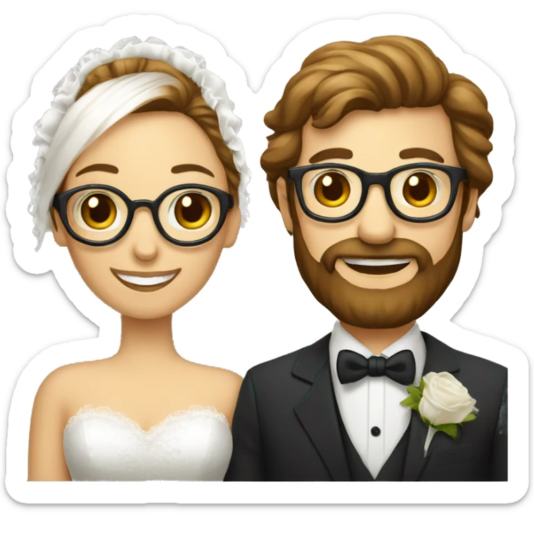 Un homme légère barbe et une femme mariage lunettes sticker
