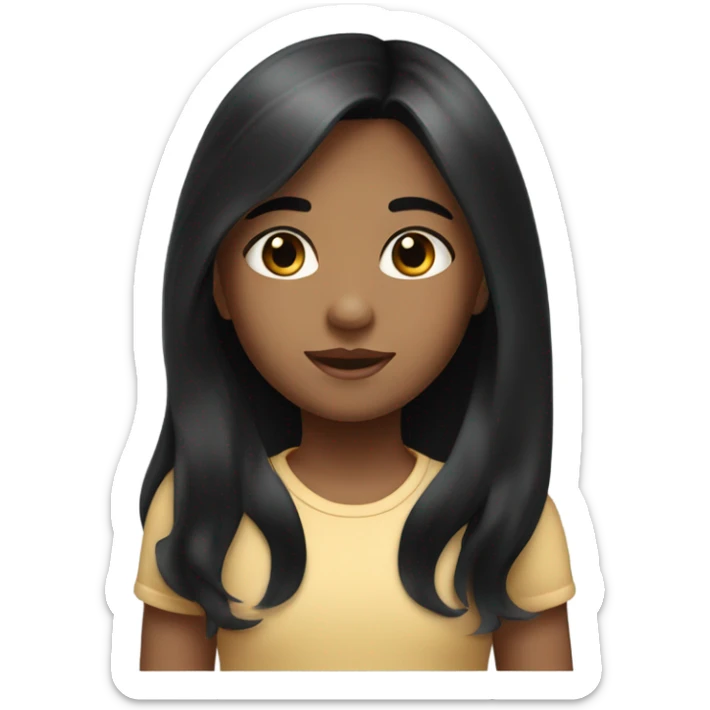 Black hair black eyed little tanned long hair girl  sticker