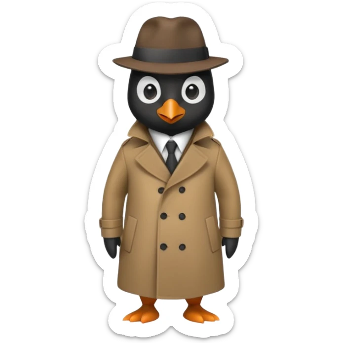 kahverengi trençkotlu penguen dedektif  sticker