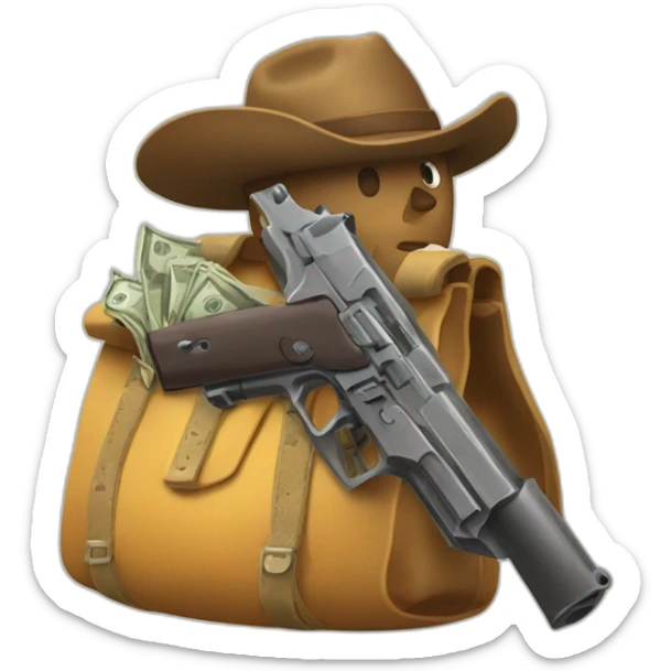 Ladron con pistola y bolsa de dinero y un pasa Montaña  sticker