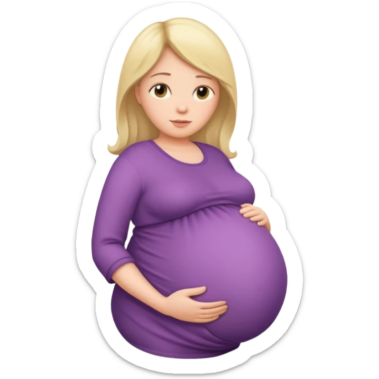very heavily pregnant overdue woman with very large belly sticker