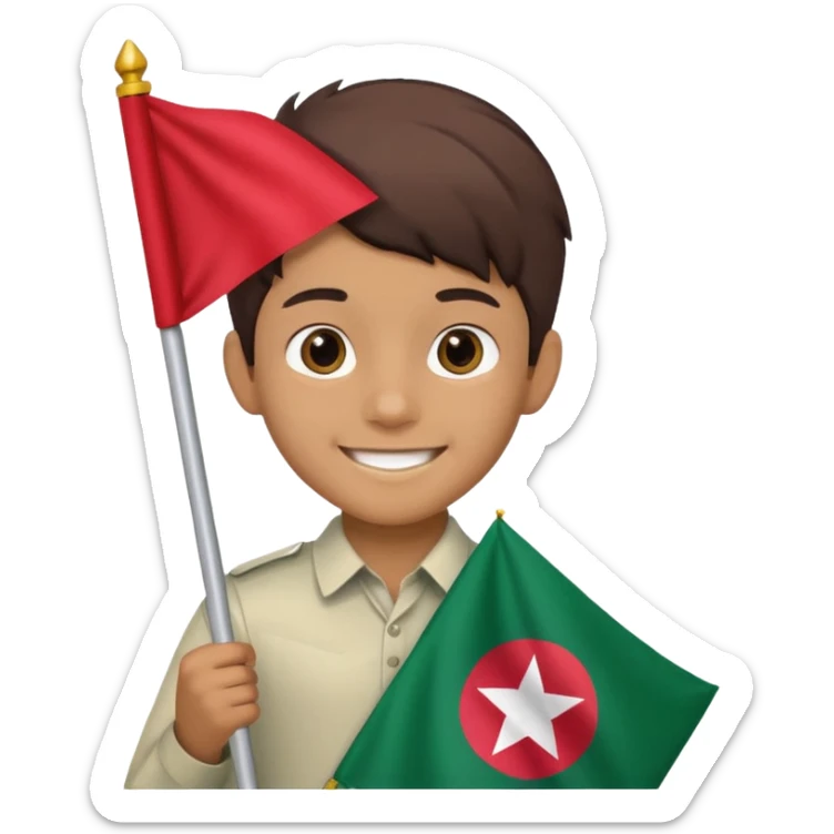 A boy is standing with the flag of Bangladesh 🇧🇩 sticker
