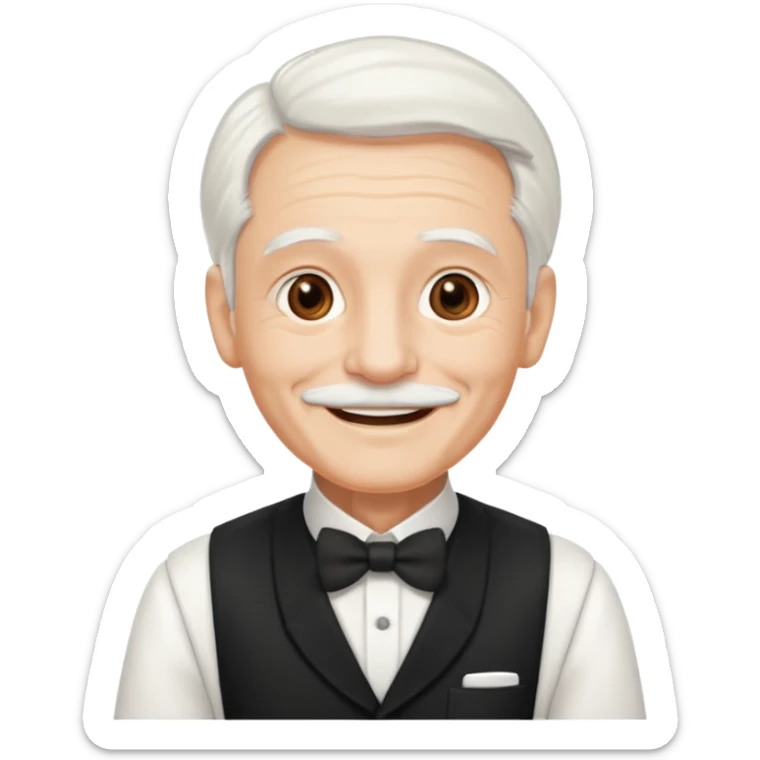 ai aik old man with white hair wearing waitor dress sticker