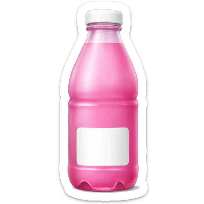 bottle of pink soda with pink bear ears on the cap and a white label with NO face  sticker