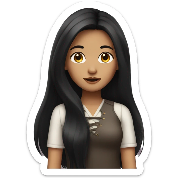 girl with long black hair sticker