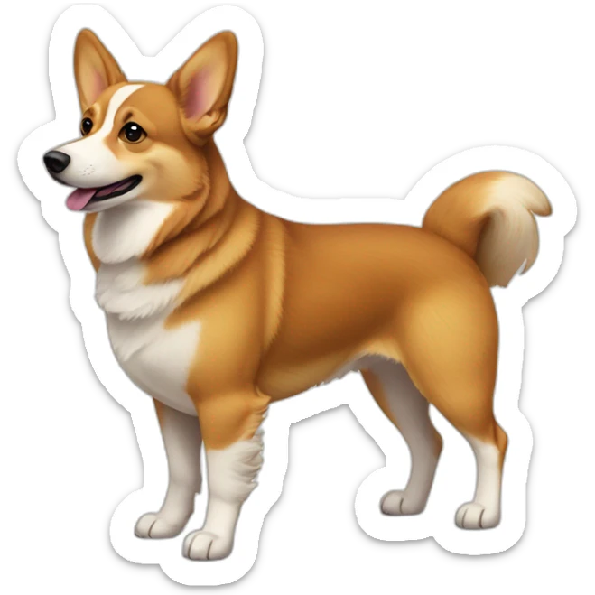 Fully Brown eastern-European-street-dog corgi mix queen anne’s legs sticker