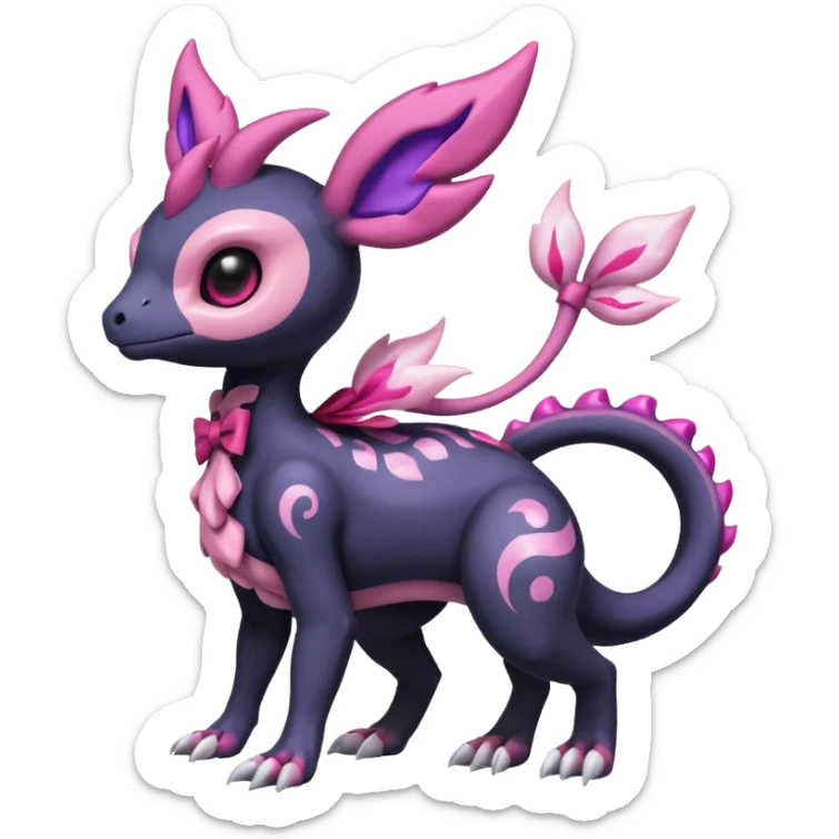 Shiny Duskull-Salandit-Sylveon-Fakémon-hybrid-creature (full body)  sticker
