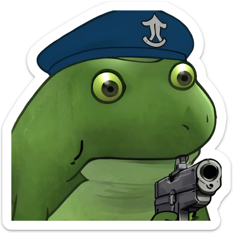 want to generate an emoji of a sniper rifle silhouette with a green background and a white sniper rifle. No details, just a simple silhouette.” sticker