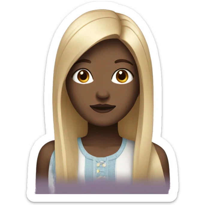 A girl with black blonde straight hair with slightly dark skin and brown eyes sticker